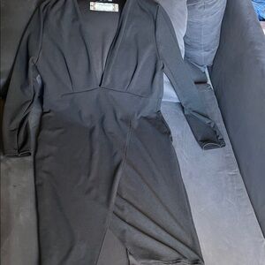 Boohoo Black Plus Plunge Wrap Midi Dress